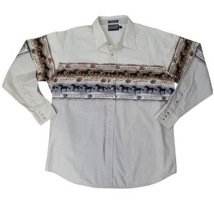 Panhandle Slim Western Pearl Snap Horse Print Size XL Men's Shirt Southwestern